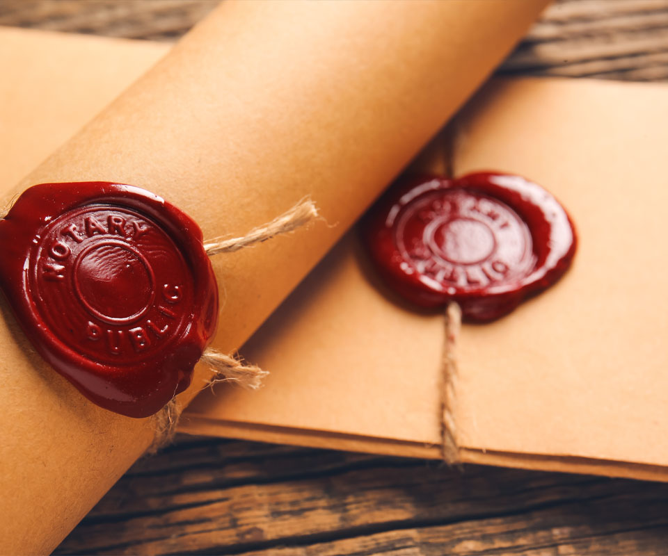 Image showing documents wrapped in string and sealed with a wax seal
