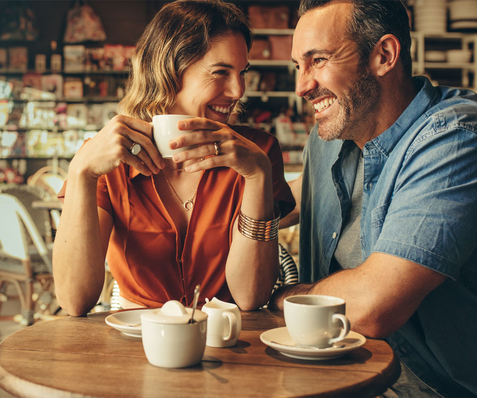 Image showing a smiling couple in a café together