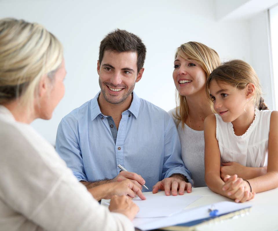 Image showing family meeting real-estate agent for house investment